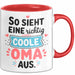 Oma Großmutter Tasse Becher Geschenk Lustige Geschenkidee Spruch So Sieht Eine Richtig Coole Oma Aus Rot Trendation