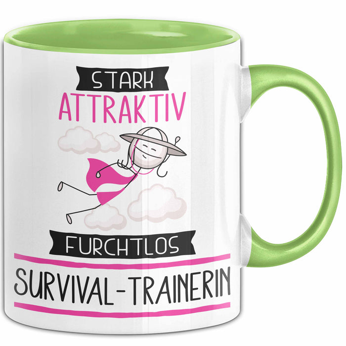Survival-Trainerin Tasse Geschenk Becher Stark Attraktiv Furchtlos Survival-Trainerin Lustige Geschenkidee Grün Trendation