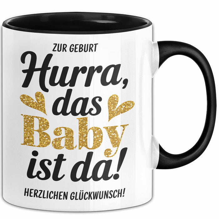 Baby Geburt Neue Eltern Tasse Geschenk Lustige Geschenkidee Spruch Das Baby Ist Da Trendation