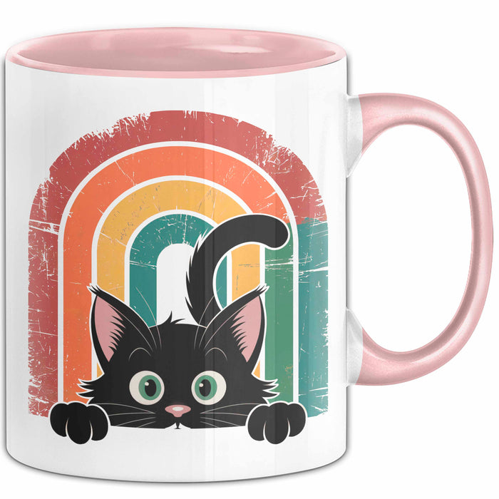 Katzen Tierliebhaber Vintage Tasse Geschenk Lustige Geschenkidee Spruch Rosa Trendation