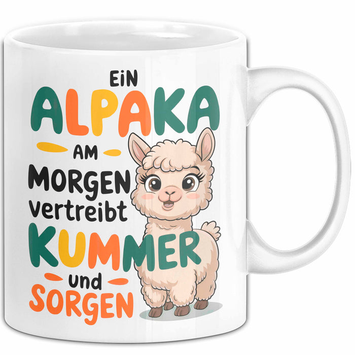 Alpaka Liebhaber Tasse Geschenkidee Alpaka Am Morgen Tierfan Weiß Trendation