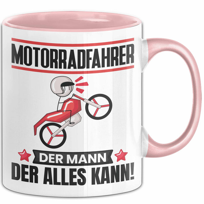 Motorradfahrer Tasse Geschenk für Motorradfahrer Der Mann Der Alles Kann Geschenkidee zum Geburtstag Rosa Trendation