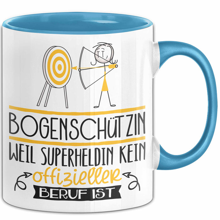Bogenschützin Geschenk Tasse Lustiger Spruch Bogenschützin Weil Superheldin Kein Offizieller Beruf Ist Geschenkidee Blau Trendation