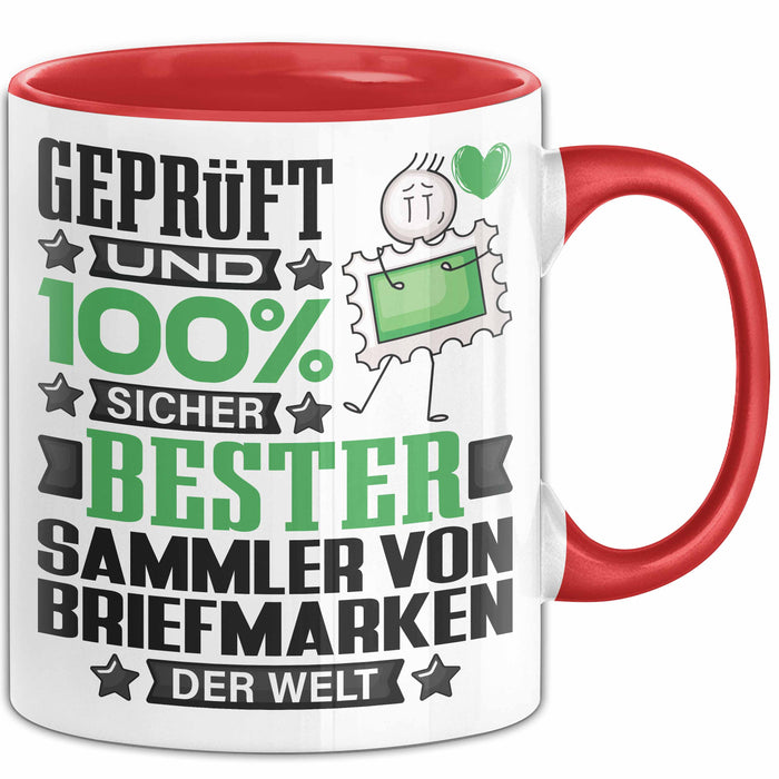 SammlervonBriefmarken Geschenk Lustiger Spruch für SammlervonBriefmarken Geschenkidee Bester SammlervonBriefmarken Der Welt Rot Trendation