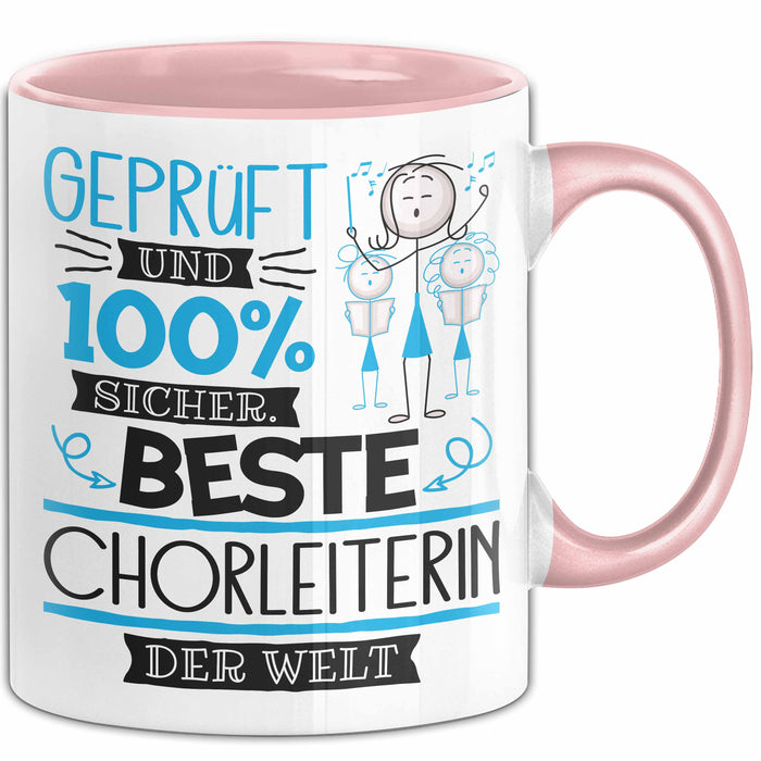 Beste Chorleiterin Der Welt Tasse Geschenk für Eine Chorleiterin Geprüft Und Sicher Geschenkidee Geburtstag Weihnachten Rosa Trendation