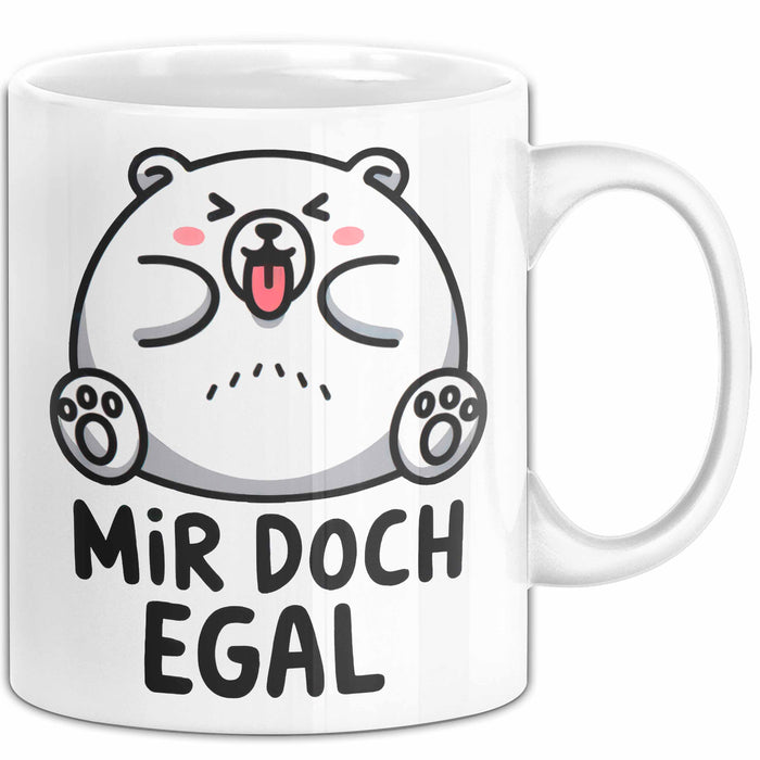 Sarkastischer Bär Tasse Geschenk Lustige Geschenkidee Spruch Mir Doch Egal Weiß Trendation