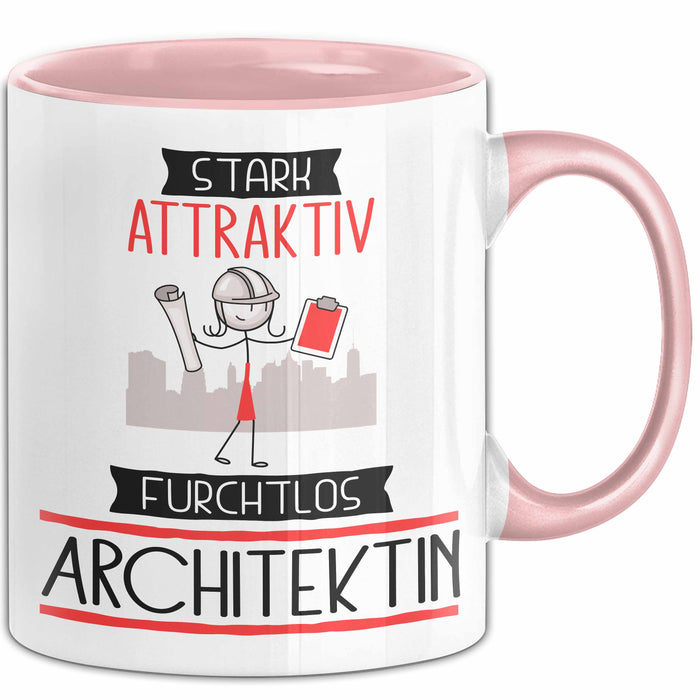 Architektin Tasse Geschenk Becher Stark Attraktiv Furchtlos Architektin Lustige Geschenkidee Rosa Trendation