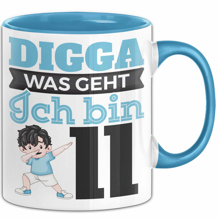 Digga Ich Bin 11 Tasse Jungs Geschenk 11. Geburtstag Lustig Blau Trendation