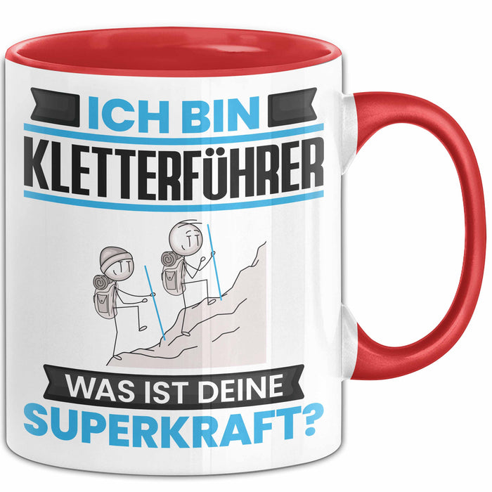 Kletterführer Tasse Geschenk für Kletterführer Geburtstag Lustiger Spruch Kaffee-Becher Was Ist Deine Superkraft Rot Trendation