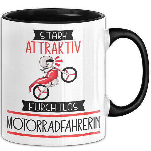 Motorradfahrerin Tasse Geschenk Becher Stark Attraktiv Furchtlos Motorradfahrerin Lustige Geschenkidee Trendation