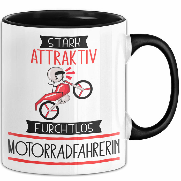 Motorradfahrerin Tasse Geschenk Becher Stark Attraktiv Furchtlos Motorradfahrerin Lustige Geschenkidee Trendation