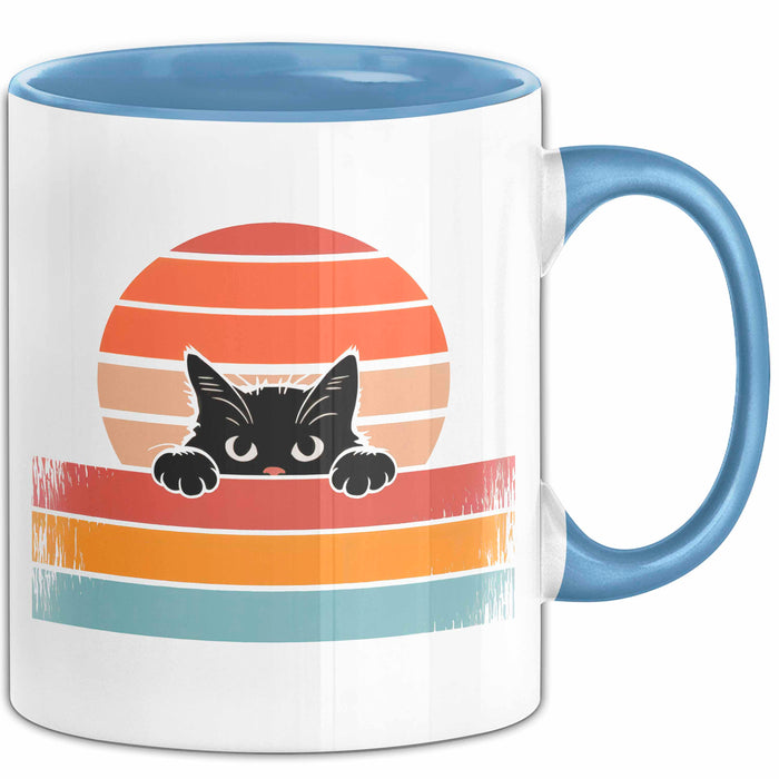 Katzen Tierliebhaber Vintage Tasse Geschenk Lustige Geschenkidee Spruch Blau Trendation