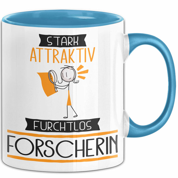 Forscherin Tasse Geschenk Becher Stark Attraktiv Furchtlos Forscherin Lustige Geschenkidee Blau Trendation