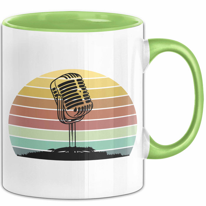 Sänger Tasse Geschenk Podcast Mikrophon Geschenkidee Mikrofon Becher Grün Trendation