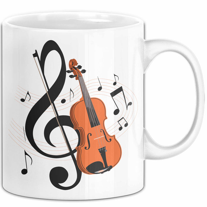 Geiger Tasse Geschenkidee für Liebhaber von Streichmusik Weiß Trendation