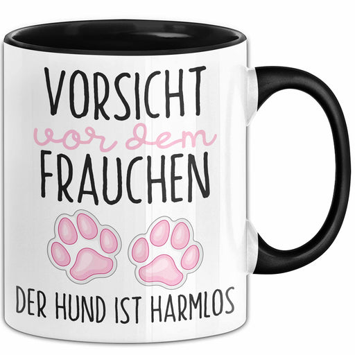 Hundeliebhaber Tasse Geschenk Lustiger Spruch Vorsicht Vor Dem Frauchen Schwarz Trendation