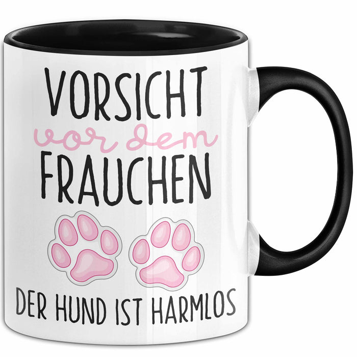 Hundeliebhaber Tasse Geschenk Lustiger Spruch Vorsicht Vor Dem Frauchen Schwarz Trendation