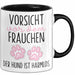 Hundeliebhaber Tasse Geschenk Lustiger Spruch Vorsicht Vor Dem Frauchen Schwarz Trendation