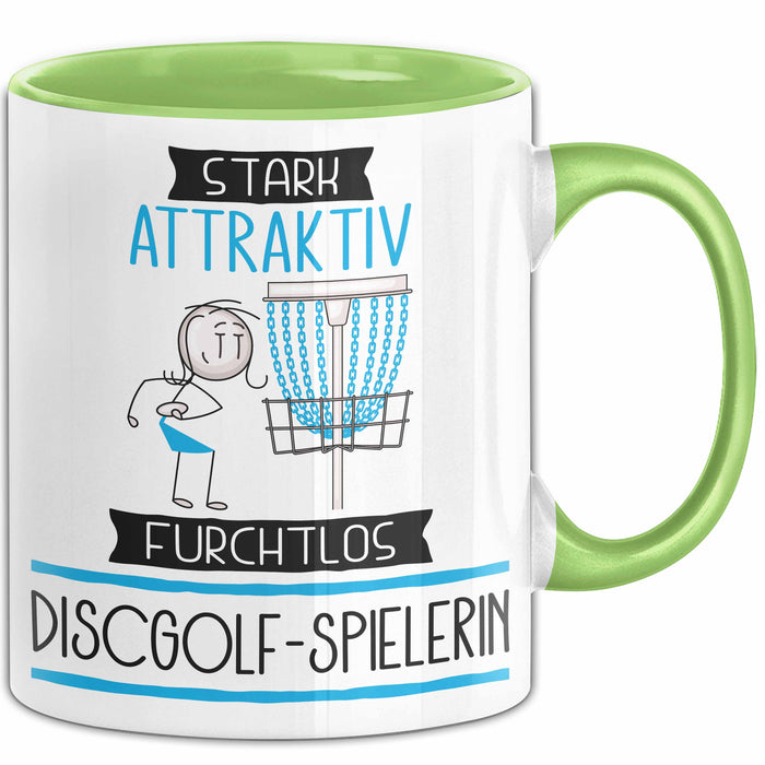 Discgolf-Spielerin Tasse Geschenk Becher Stark Attraktiv Furchtlos Discgolf-Spielerin Lustige Geschenkidee Grün Trendation