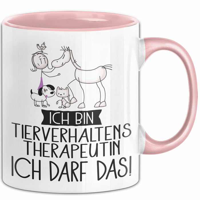 Geschenk für Tierverhaltenstherapeutin Tasse Lustige Geschenkidee Geburtstag Ich Bin Tierverhaltenstherapeutin Ich Darf Das Rosa Trendation