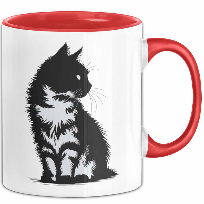 Katzen Tierliebhaber Tasse Geschenk Lustige Geschenkidee Spruch Rot Trendation