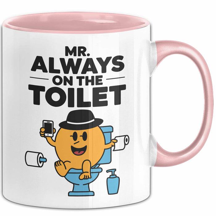 Klo Tasse Geschenk Mr Always On The Toilet Geschenkidee Lustig Toilette Weiß Trendation