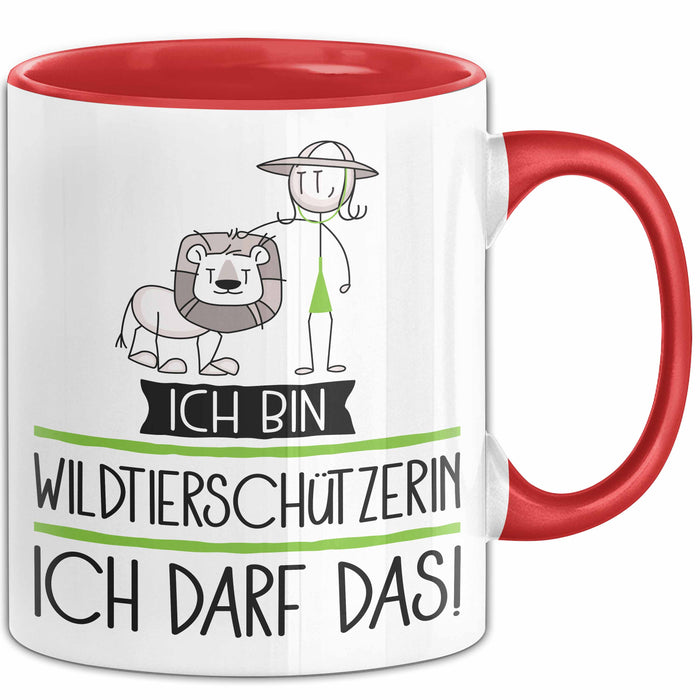 Geschenk für Wildtierschützerin Tasse Lustige Geschenkidee Geburtstag Ich Bin Wildtierschützerin Ich Darf Das Rot Trendation