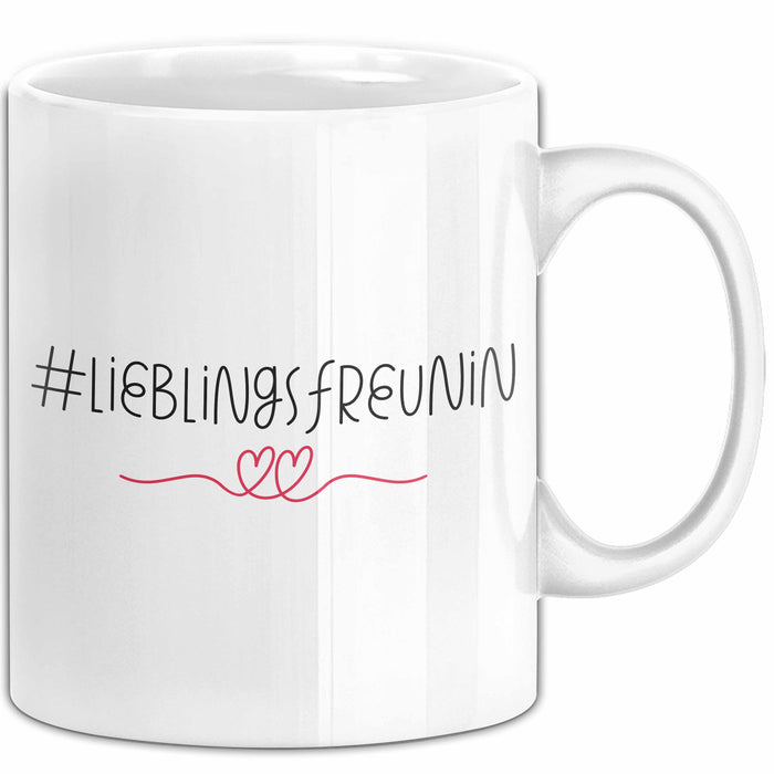Tasse ValentinstagsGrafik mit Herzen und Lieblingsfreundin Geschenk für sie Weiß Trendation