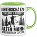Biathlon Tasse Geschenk Wintersport Geschenke Unterschätze Niemals Einen Alten Mann Der Biathlon Guckt Grün Trendation