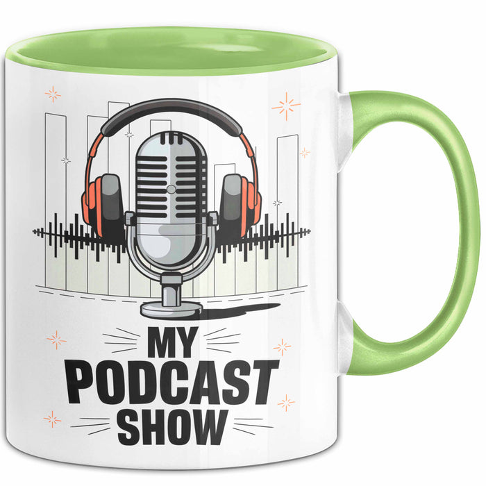 Podcast Gastgeber Tasse Geschenk Lustige Geschenkidee Spruch Für Audio Geschichtenerzähler Grün Trendation