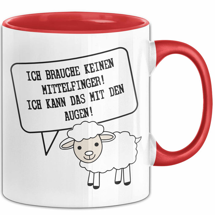 Humor Tasse Geschenk Ich brauche keinen Mittelfinger Ich Mache Das Mit Den Augen Becher Geschenk Rot Trendation