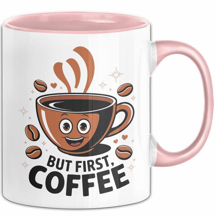 Kaffee Süchtiger Tasse Geschenk Lustige Geschenkidee Spruch Für Koffein Liebhaber Rosa Trendation