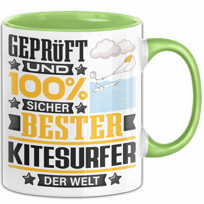 Kitesurfer Geschenk Lustiger Spruch für Kitesurfer Geschenkidee Bester Kitesurfer Der Welt Grün Trendation