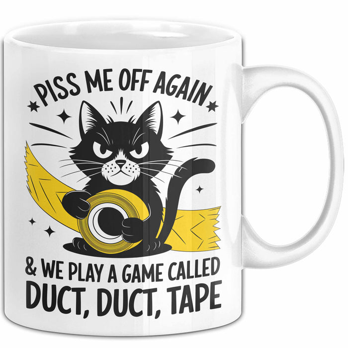 Katzen Tasse Geschenk Duct Duct Tape Geschenkidee Lustig Katze Sarkasmus Weiß Trendation