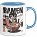 Katzen Tierliebhaber Tasse Geschenk Lustige Geschenkidee Spruch Katze Isst Ramen Nudeln Blau Trendation