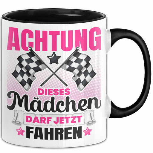 Führerschein Bestanden Geschenk Tasse Bestandener Führerschein Achtung Dieses Mädchen Darf Jetzt Fahren Fahrschule Kaffee-Becher Trendation