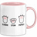 Katzen Tierliebhaber Tasse Geschenk Lustige Geschenkidee Spruch Schere Stein Papier Rosa Trendation