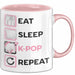 KPop Tasse Geschenk Eat Sleep KPop Repeat Spruch Geschenkidee Rosa Trendation