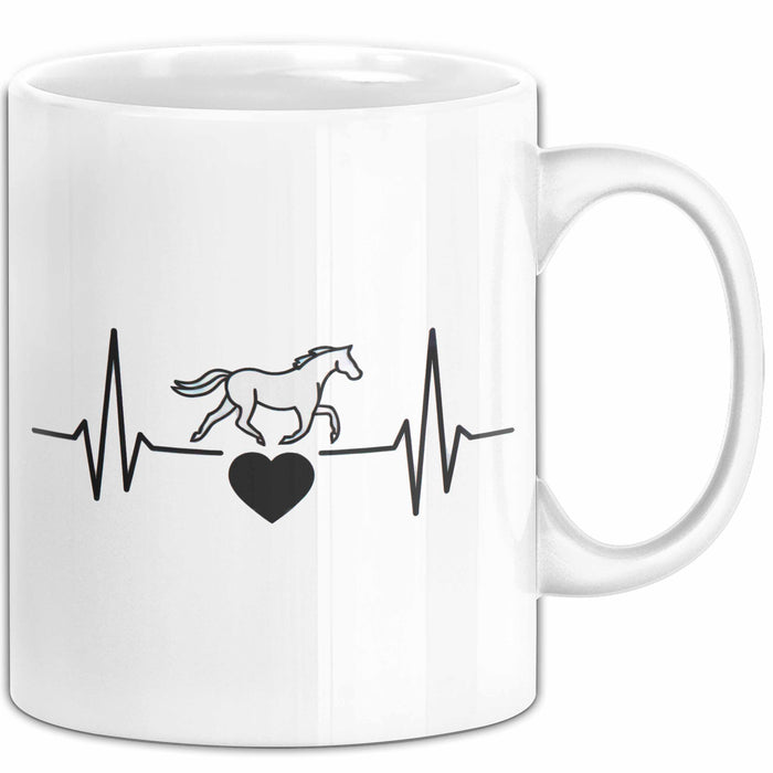 Pferde Tierliebhaber Herzschlag Tasse Geschenk Lustige Geschenkidee Spruch Weiß Trendation