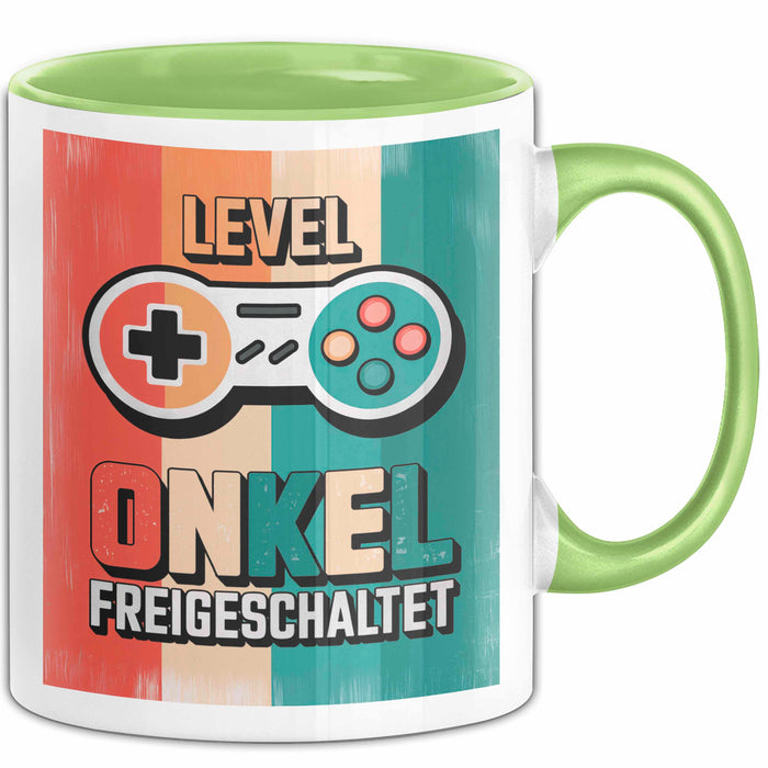 Onkel Gamer Sarkastisch Sarkasmus Tasse Geschenk Lustige Geschenkidee Spruch Level Onkel Freigeschaltet Grün Trendation