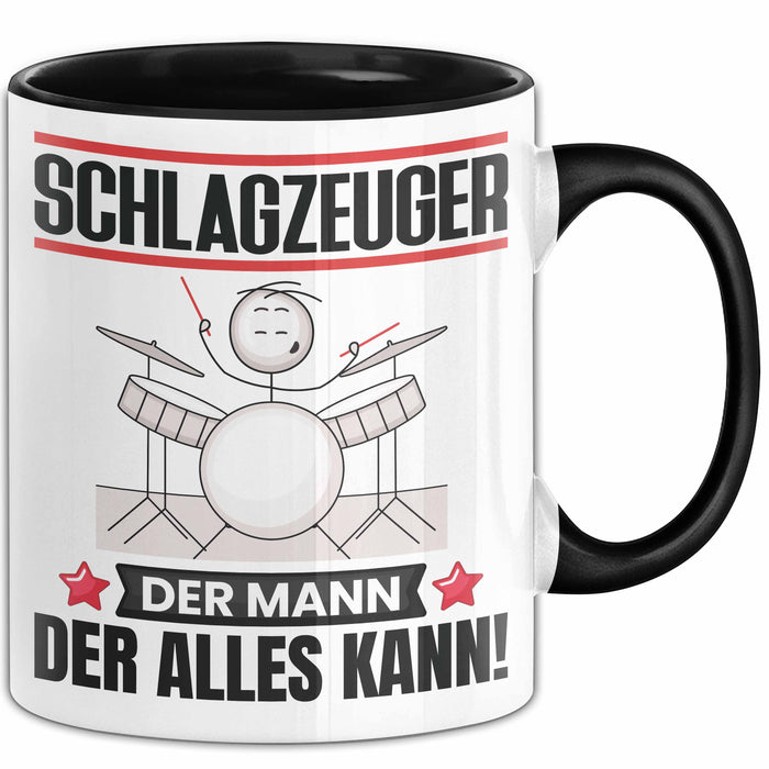 Schlagzeuger Tasse Geschenk für Schlagzeuger Der Mann Der Alles Kann Geschenkidee zum Geburtstag Schwarz Trendation