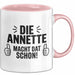 Annette Tasse Geschenk Die Annette Macht Dat Schon Geschenkidee Becher mit Name Rosa Trendation
