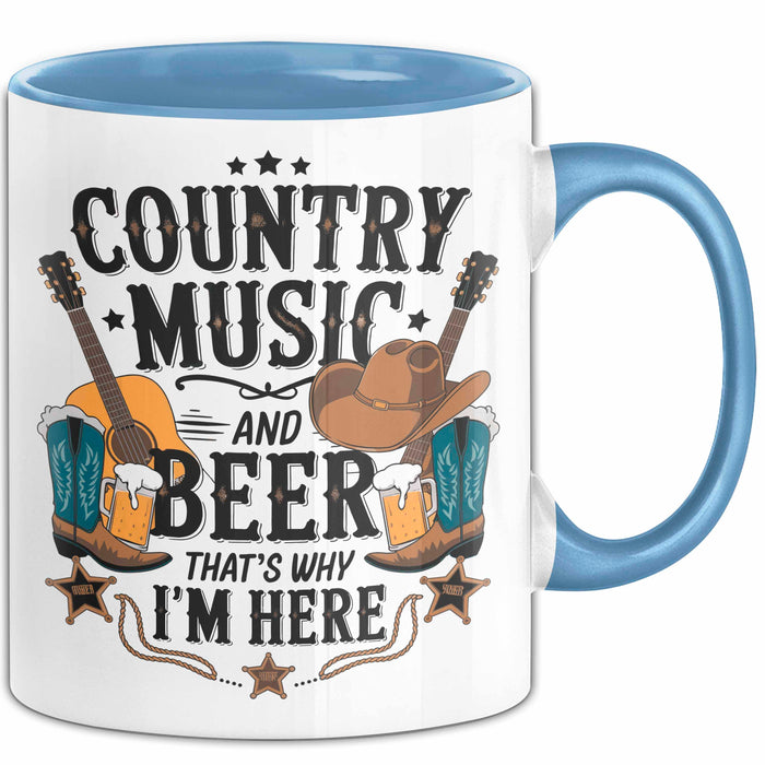 Country Musik Bier Tasse Geschenk Lustige Geschenkidee Blau Trendation