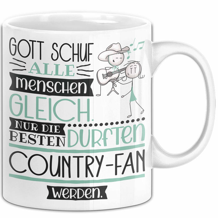 Country-Fan Geschenk Becher Tasse Gott Schuf Alle Menschen Gleich Nur Die Besten Durfeten Country-Fan Werden Geschenkidee Lustig Weiß Trendation