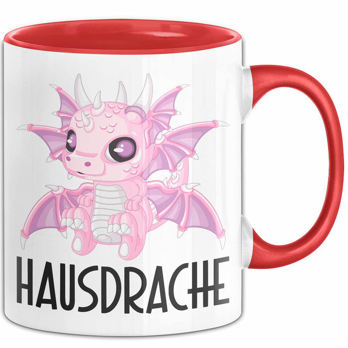 Hausdrache Tasse Geschenk Becher Rot Trendation
