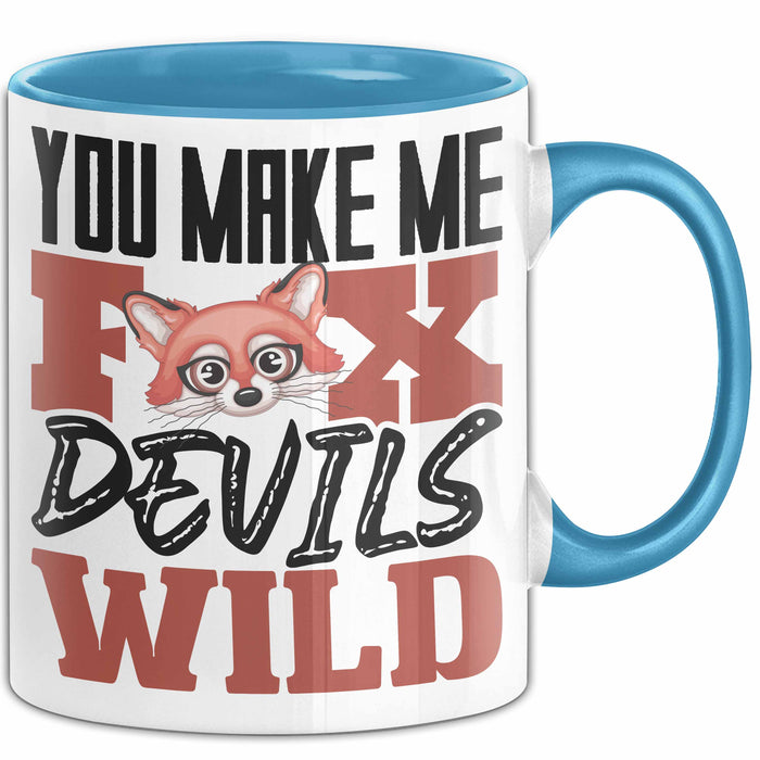 Fuchs Tasse Geschenk Fox Devils Wild Spruch Lustige Geschenkidee Blau Trendation