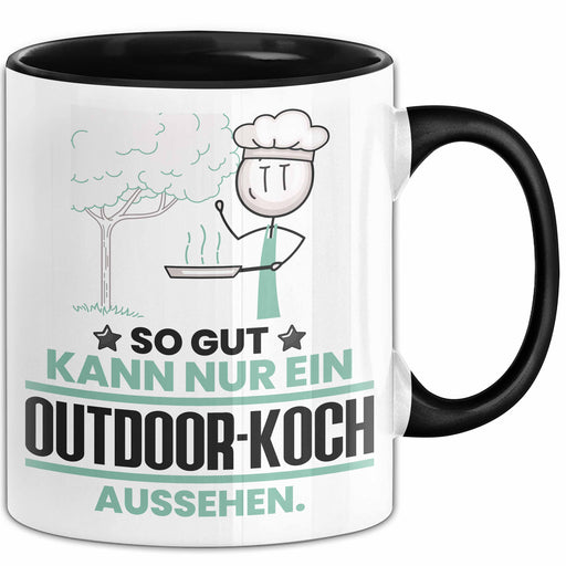 Outdoor-Koch Geschenk Tasse So Gut Kann Nur Ein Outdoor-Koch Aussehen Geschenkidee Kaffee-Becher Schwarz Trendation