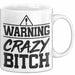 Humor Tasse Warning Crazy Bit*** Geschenkidee Verrückte Kollegin Kaffee-Becher Weiß Trendation