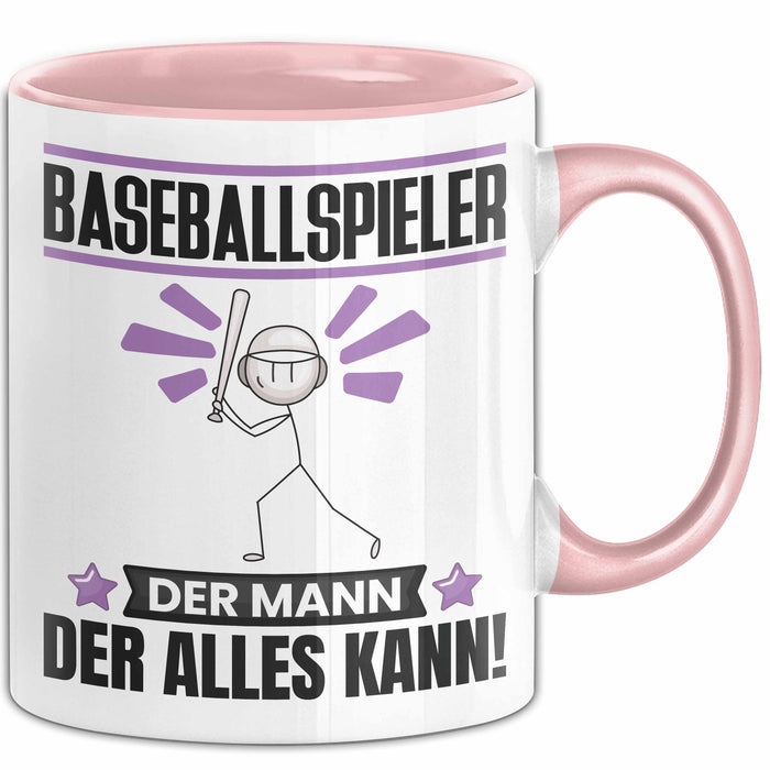 Baseballspieler Tasse Geschenk für Baseballspieler Der Mann Der Alles Kann Geschenkidee zum Geburtstag Rosa Trendation