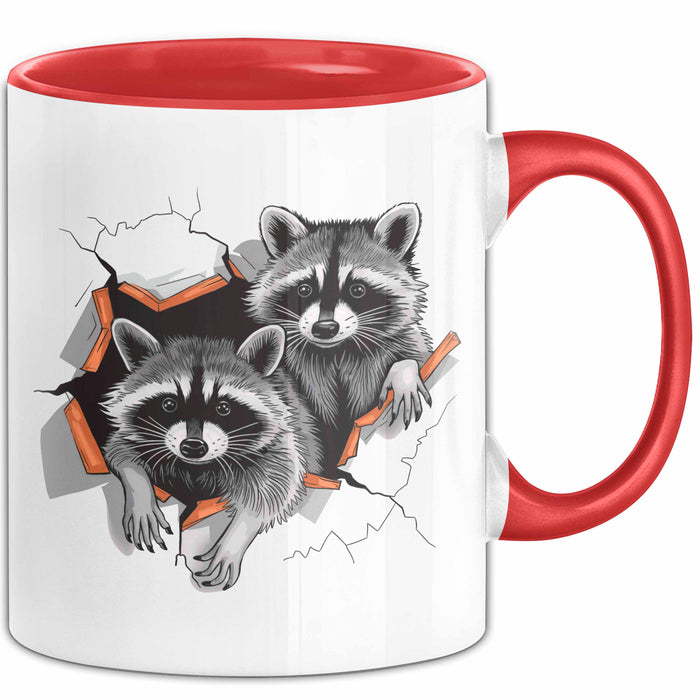 Waschbär Tierliebhaber Tasse Geschenk Lustige Geschenkidee Spruch Rot Trendation